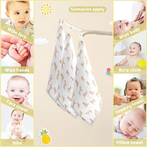 Image of vvfelixl Baby Cotton Washcloths Labrador Retriever Dog Infants Bath Towel for Unisex Face Towels for Newborn, Natural Baby Wipes Delicate Skin, 11.8 X 11.8 inch, one sizex3