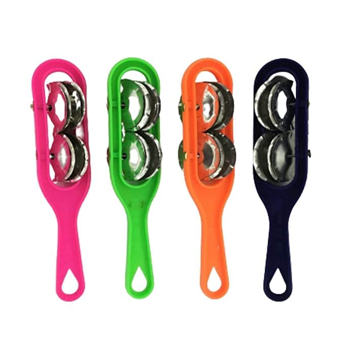 KHALSA MUSICAL Kanjira/Khartal Hand Percussion Jhika Cymbals Musical Instrument (4 pieces, Multi-color)