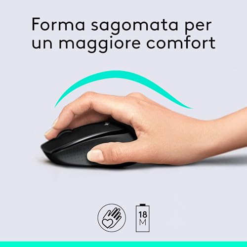 MK345 Combo Tastiera di Dimensioni Standard con Poggiapolsi e Comodo Mouse per la Mano Destra, Layout Internazionale QWERTY - Nero - Tastiera gaming - Immagine 2