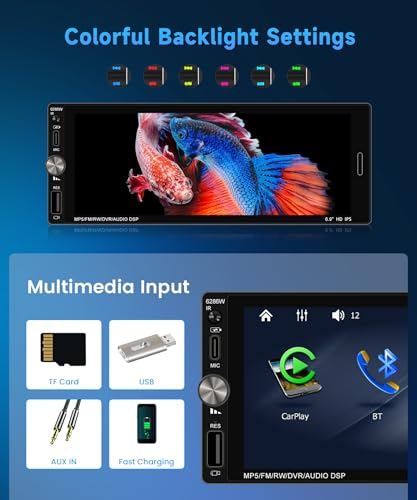 Radio para Auto 1 Din con Pantalla Táctil 6.9" Rimoody miniatura 6