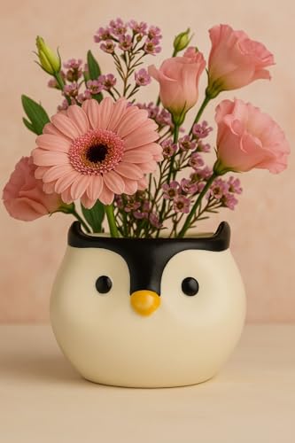 YUTORI Cute Owl Shape Planter Pot for Home, Table, Living Room, Office Desk and Home Decor Indoor Ceramic Pot