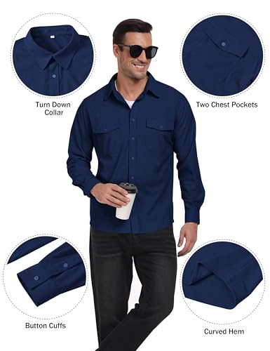 MoFiz Men's Corduroy Shirts Casual Lightweight Jacket Long Sleeve Button Down Shacket Jackets with Pocket4