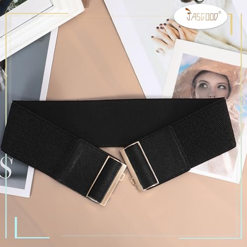 JASGOOD 4 Pack Wide Elastic Stretch Waist Belts for Women Dress Belt4