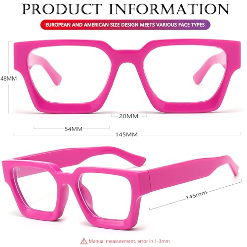 Image of AIEYEZO Square Thick Frame Glasses for Women Men Fashion Blue Light Glasses Trendy Chic Computer Eyeglasses