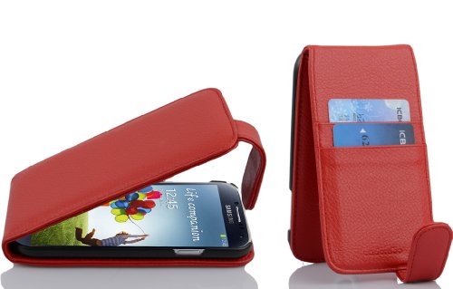 Cadorabo Funda para Samsung Galaxy S4 in Rojo Cereza   Cubierta Proteccíon Estilo Flip con Tarjetero   Etui Case Cover Carcasa