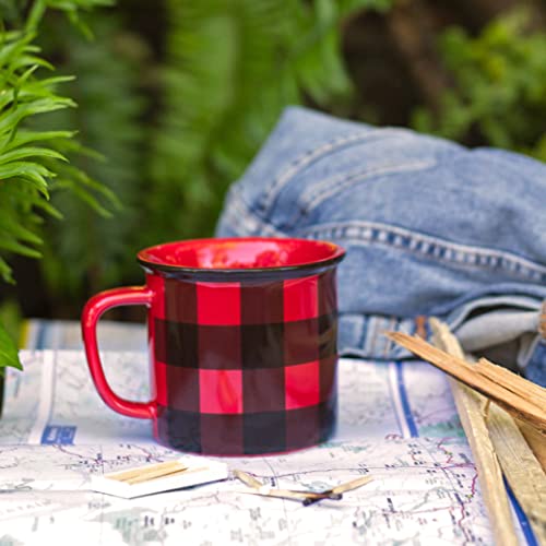 Now Designs Red Buffalo Check Heritage Stoneware Mug 12 Oz, Set Of 2 #TOP2