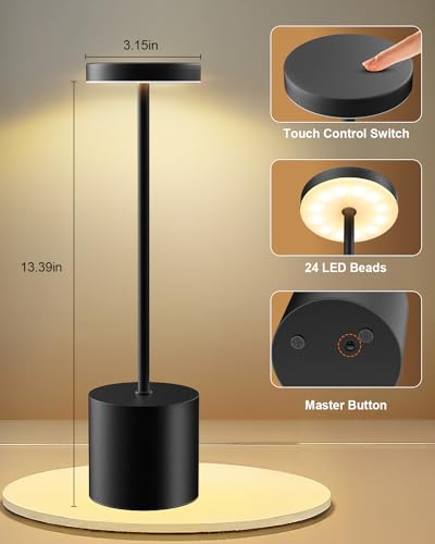 Swinerton 9062S Cordless Table Lamp Set Of 2, Rechargeable 5000Mah Battery Powered Outdoor Table Lamps thumb #7