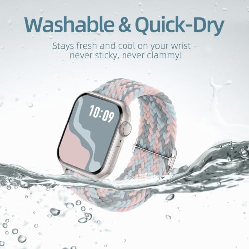Image of 4 Pack Braided Stretchy Band Compatible with Apple Watch Bands Women Men | 40 /41 /38 /42 /44 /45 /46 /49mm Breathable Nylon Elastic Daily Use Straps for iWatch Series 11 /10 9 8 7 6 5 4 3 SE /Ultra 2