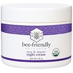 BeeFriendly Organic Night Cream, USDA Certified Organic, Deep Hydrating & Moisturizing Night Time Eye, Face, Neck & Decollete Cream for Women and Men, Anti Aging, Anti Wrinkle 2 oz