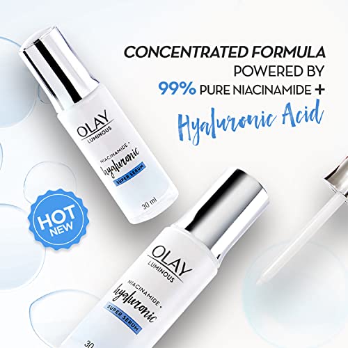 Image of Olay Hyaluronic Face Serum with Niacinamide l Intense Hydration l Dewy Glow & Smooth Texture l Normal, Oily, Dry & Combination Skin l Parabens & Sulphate-free l 30ml