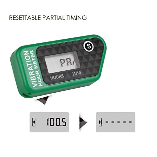 Jayron JR-HM016B LCD Wireless Digital Hour Meter Gauge Vibration Activated,Waterproof Design,for All Vibrating Machine,Air Compressor,Generator,Jet ski,Lawn Mower, Motorcycle,Chainsaw
