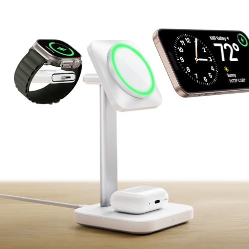 ESR Qi2 MagSafe �[�d�� 3in1 ���C�����X�[�d��15W Apple�����F�� HaloLock �u������ �����[�d �}�O�Z�[�t �����[�d �X�^���h ���O���\ iPhone 17/16/15/14/13/12�V���[�Y�p AirPods 4