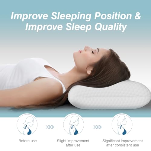 Image of DUMOS Memory Foam Pillows for Sleeping, Bed Pillows for Adults with Washable Cover and Breathable Mesh, Gel Cooling Pillow for Back and Side Sleeper Support, White 1 Pack