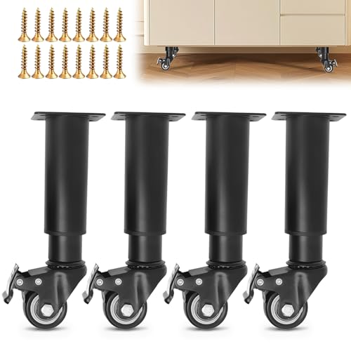Patas para muebles regulables en altura con ruedas giratorias para bricolaje en hogar