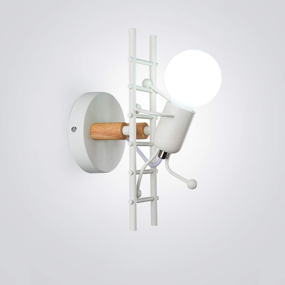 Mengjay Humanoid Creative Wall Light Indoor Wall Lamp Modern Wall Sconce Light Art Deco Iron E26 Base for Bedroom, Children Room, Hallway, Restaurant, Stair, Kitchen (White)