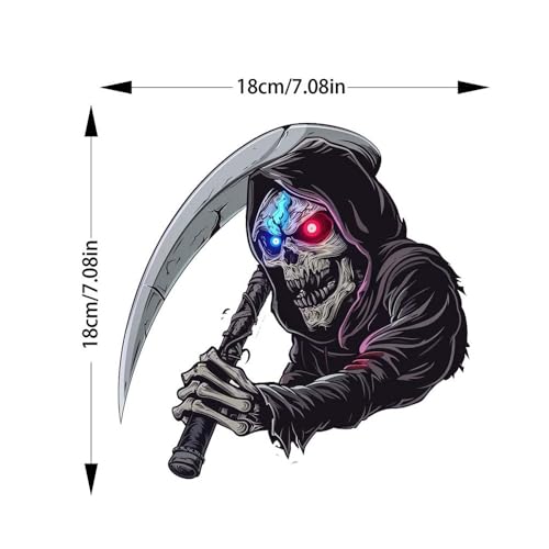 Image of 2Pcs 3D Skull Car Decal for Truck, Trailer, SUV, Outdoor Window, Wall, Laptop, Tablet - Halloween Decorative Sticker for Any Smooth Surface (C)