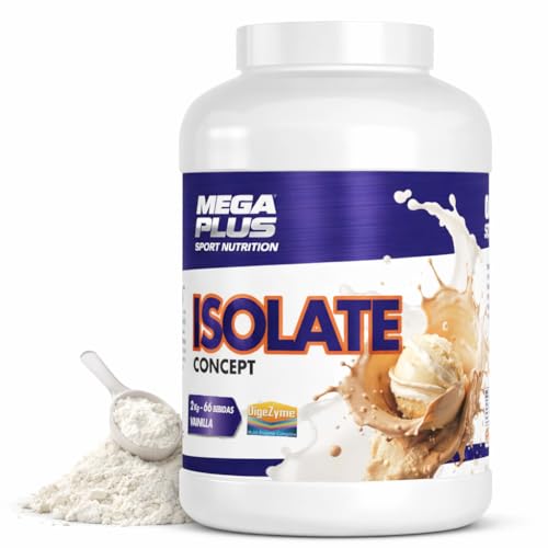 Proteína Isolate Concept   Mega Plus   DigeZyme   Proteina En Polvo Aislada De Suero De Alta Pureza Para Definición Muscular Y Recuperación   Proteina Isolada y Leche En Polvo   Proteina Vainilla 2kg
