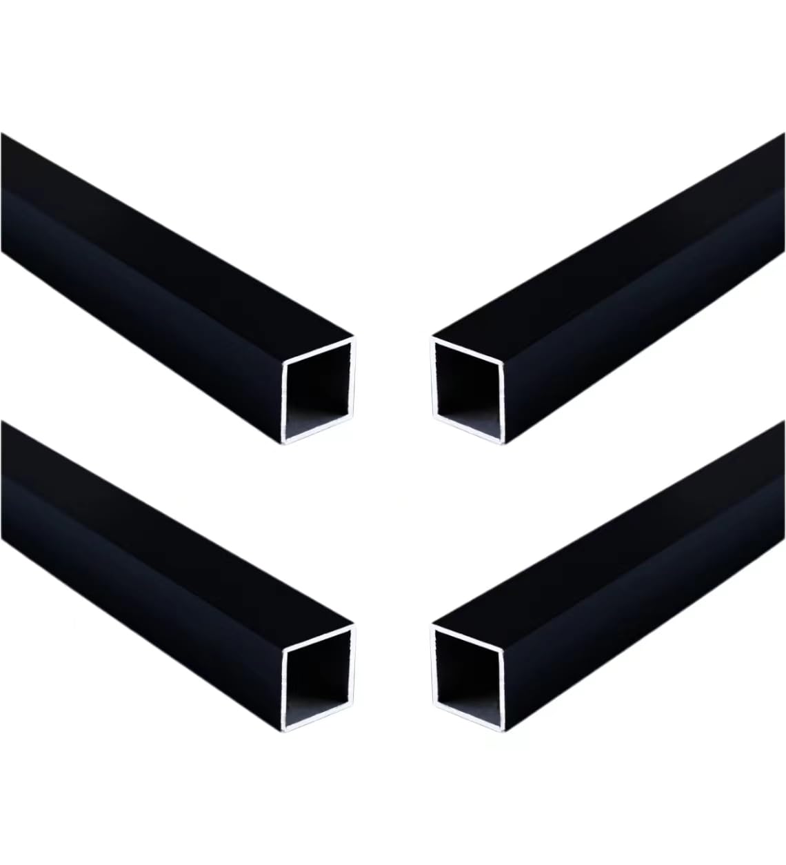 Quadratrohr aus Aluminium, Schwarz, 15 x 15 x 1 mm, 4 Stück, 300 mm | Schwarze Pulverbeschichtung, für Pergola, Trennwände, Außenanlagen, leicht zu schneiden und zusammenzubauen