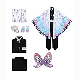 [JAYANPOO] アニメ劇場版 蟲柱胡蝶しのぶ コスプレ衣装 子供/大人 6点セット 羽織 上着 ズボン ベルト 足カバー 髪飾り付き ハロウィン イベンド コスチュームセット (大人S)