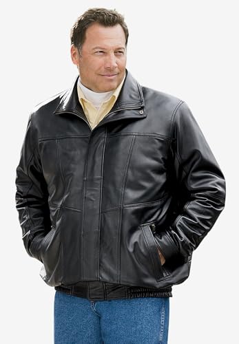 KingSize Men's Big & Tall Leather Bomber Jacket4