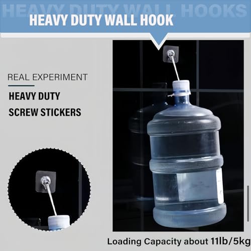 Image of Adhesive Hooks for Wall (13lb Max), Screw Free Wall Hangers without Nails for Photos Frames, Shelf Utility Waterproof and Oil Resistant Hooks for Decorations and Bathroom Kitchen Racks -10 Pack (14mm)