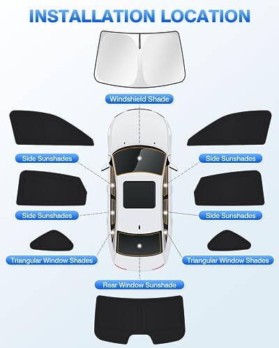 Image of Canvcle Windshield Sun Shade for 11th Gen Honda Civic 2022-2025 2026 (NOT for Hatchback) Side Rear Window Shade Cover Kit Full Window Sun Visor Shield Camping Keep Vehicle Cool Black 8PCS