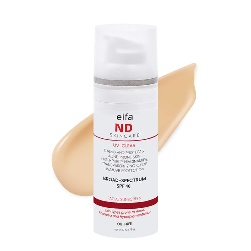 Protector solar facial transparente, SPF 46, protector solar sin aceite con óxido de zinc, protege y calma la piel sensible y la piel propensa al