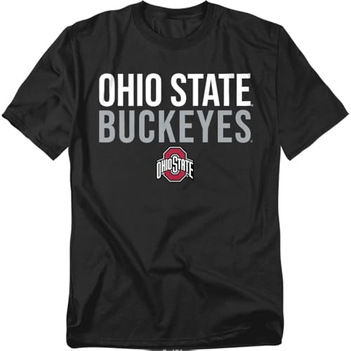 The Ohio State University Official Stacked Unisex Adult T Shirt Black Large