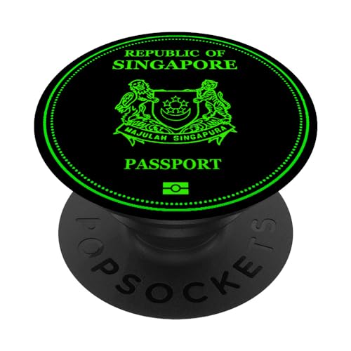 Singapore,Singaporean,Singapore passport,Singapore flag. PopSockets Swappable PopGrip, Black
