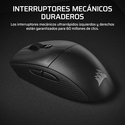 Miniatura 7 de Corsair M55 Wireless Ratón Ligero para Juegos FPS – Negro | 2.4GHz & Bluetooth, 24,000 PPP, Batería de Larga Duración, Seis Botones Programables, Empuñaduras Laterales Texturizadas
