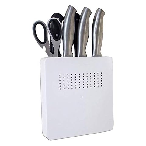 Retzjorv Vpang Plastic Kitchen Knife Storage Block Wall Mounted Knife Holder Storage Rack Shelf 4 Slot Cover