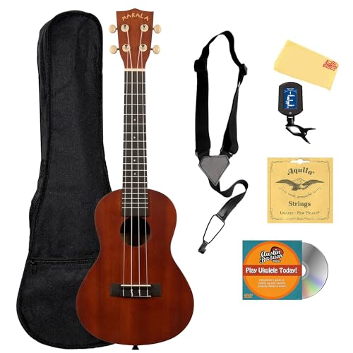 Kala MK-C Makala Concert Ukulele Bundle with Gig Bag, Tuner, Strap, Aquila Strings, Online Lessons, Austin Bazaar Instructional DVD, and Polishing Cloth