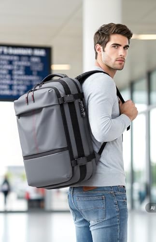 Image of IKYWT Vacuum Seal Backpack Travel with Ultra-Power Pump, 80L Expandable Travel Backpack with Vacuum System w /TSA Lock