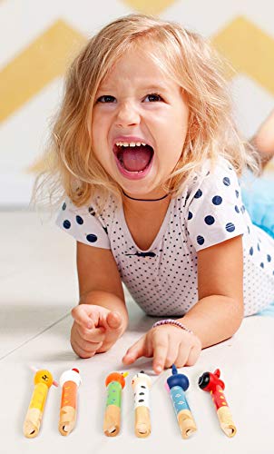 small foot dierfluitjes van hout, set van 6, feestartikel, toeter voor verjaardag, klein cadeautje vanaf 3 jaar, 7744 - Image 4