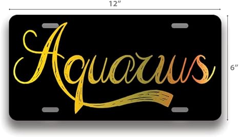 Aquarius | Zodiak Sign | Made in The USA | Car Auto | 6 x 12 Universal Vanity License Plate | Great Gift Idea | FBMLIC0024