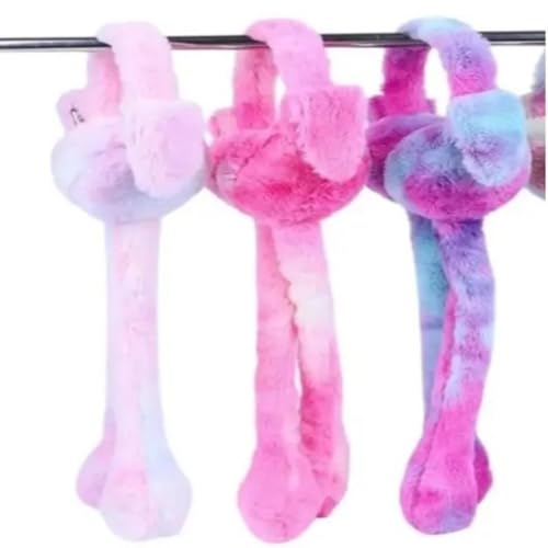 Image of Trending Kids Winter Ear Muffs Rainbow Unicorn Rabbit Moving Ear Bunny Warmers with Chu Chu Sound Soft Plush Head Band