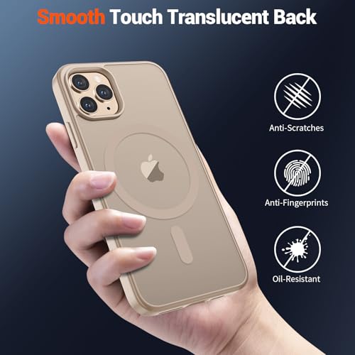Image of SUPFINE Magnetic for iPhone 11 Pro Max Case Desert Gold | (Compatible with MagSafe)(Military Grade Drop Protection)Shockproof Translucent Matte Phone Cover