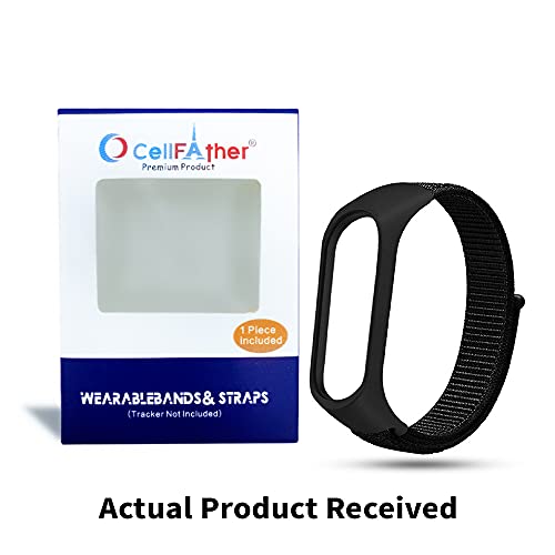 Image of CellFAther Nylon Wristband Strap Compatible for Mi Band 6 /5 /4 /3 Adjustable Sport Wristband Synthetic Fabric Strap (Black)