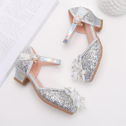 IWIHMIV Toddler Princess Shoes Girls Close Toe Ankle Straps Low Heel Dress Sandals Girls Dressy Sandals4