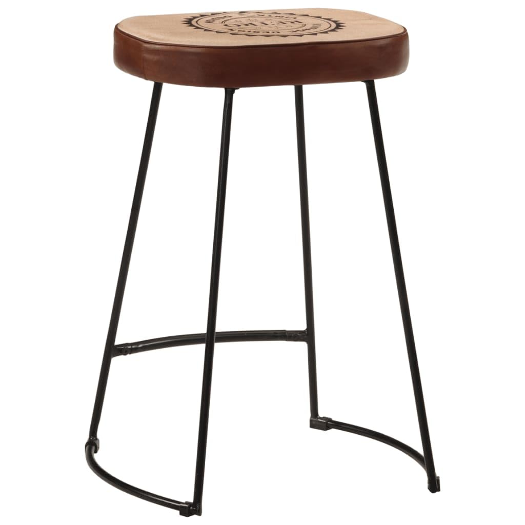 Juego de 2 taburetes de bar de color marrón oscuro, retro, con asiento acolchado de piel sintética, 62 cm de alto, para barra de desayuno y cocina, estructura de metal estable, 41 x 29 cm