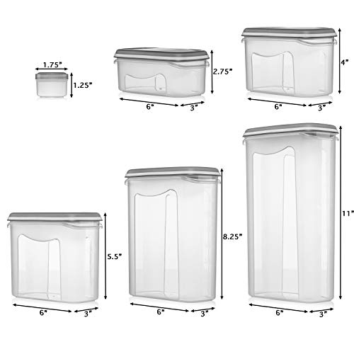 LARGEST Set of 52 Pc Food Storage Containers (26 Container Set) Shazo Airtight Dry Food Space Saver w Interchangeable Lid, 14 Measuring Cups + Spoons, Labels + Marker - One Lid Fits All - Reusable