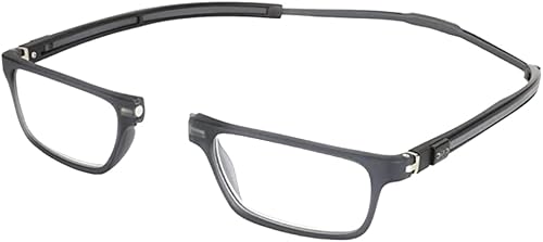 Miniatura 1 de Clic Lentes de lectura magnéticos, lectores de computadora, lentes reemplazables, patillas ajustables, tubo ejecutivo (gris mate, aumento de 1.25)