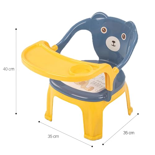 Image of Baby Bucket Baby Chair, with Tray Strong and Durable Plastic Chair for Baby /Plastic School Study Chair /Feeding Chair for Kids, Portable High Chair for Kids Up to 30 Kgs - (Peach & Green)