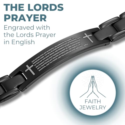 Willis Judd Christian Bracelet For Men English Lords Prayer Christian Religious Gift 8.5inch Titanium2