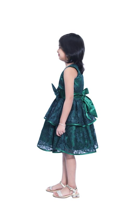 Image of Ripening Casual Girls Style Wedding Summer Parties Dress Birthday Frock Green
