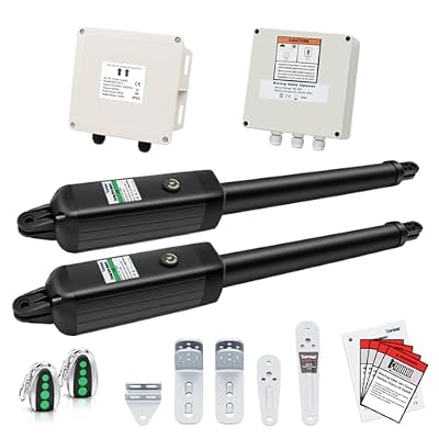 TOPENS PW502 Automatic Gate Opener for Medium Duty Dual Swing Gates Up to 16ft per Arm, Dual Swing Gate Operator AC Powered with Remote Control Kit Gate Motor Solar Compatible