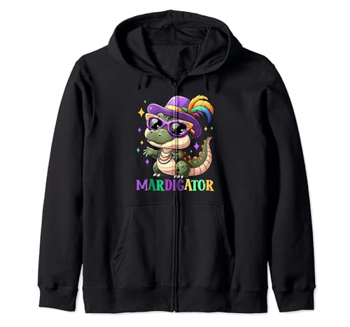 Disfraz divertido de Mardi Gras de Mardigator para niños y niñas, Mardi Gras Sudadera con Capucha