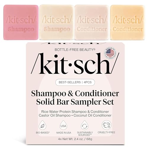 Kitsch Shampoo and Conditioner Set - 4pc Sampler Bars with Rice Water Shampoo and Conditioner,...