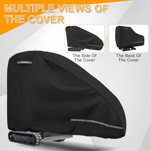 Minibagger Abdeckplane für 10-15HP Bagger Abdeckung 420D mit Baumwolle Wasserdicht Minibagger Plane Schutzhülle mit Reißverschluss -Tür und Reflektierenden Streifen L110×W26×H66 in (Schwarz)