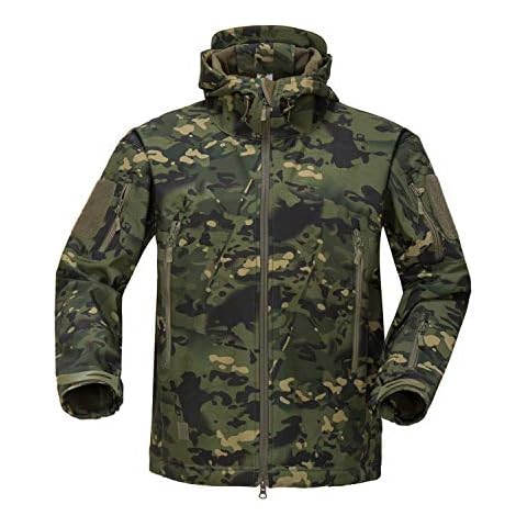 YFNT Men's Outdoor Waterproof Soft Shell Hooded Military Tactical Jackets Winter Warm Fleece Jacket Coat, US Large, CN X-Large, Green Cp Cover